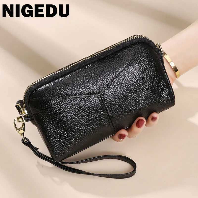 Fashion Cowhide Women Long Clutch bags Genuine Leather Lady Coin Purse Female Zipper Wristlet Wallet Mobile phone bag billfold Z250621
