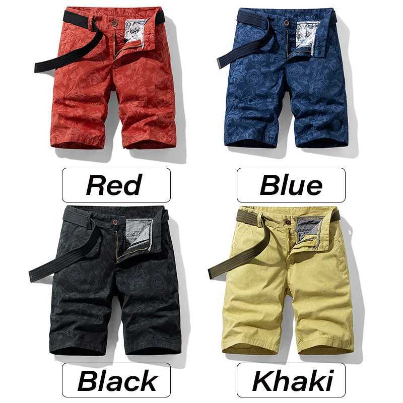 Summer Men Cotton Print Cargo Shorts Mens Casual Breeches Bermuda Shorts Spring Fashion Jogger Shorts Pants Male Dropshipping W250621
