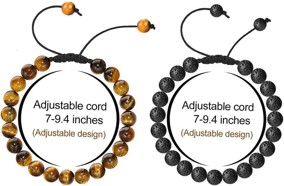 Attract Prosperity Natural Stone Bracelets for Men 8mm Tiger Eye Matte Agate Natural high-quality crystal Gifts for Birthday Anniversary Christmas