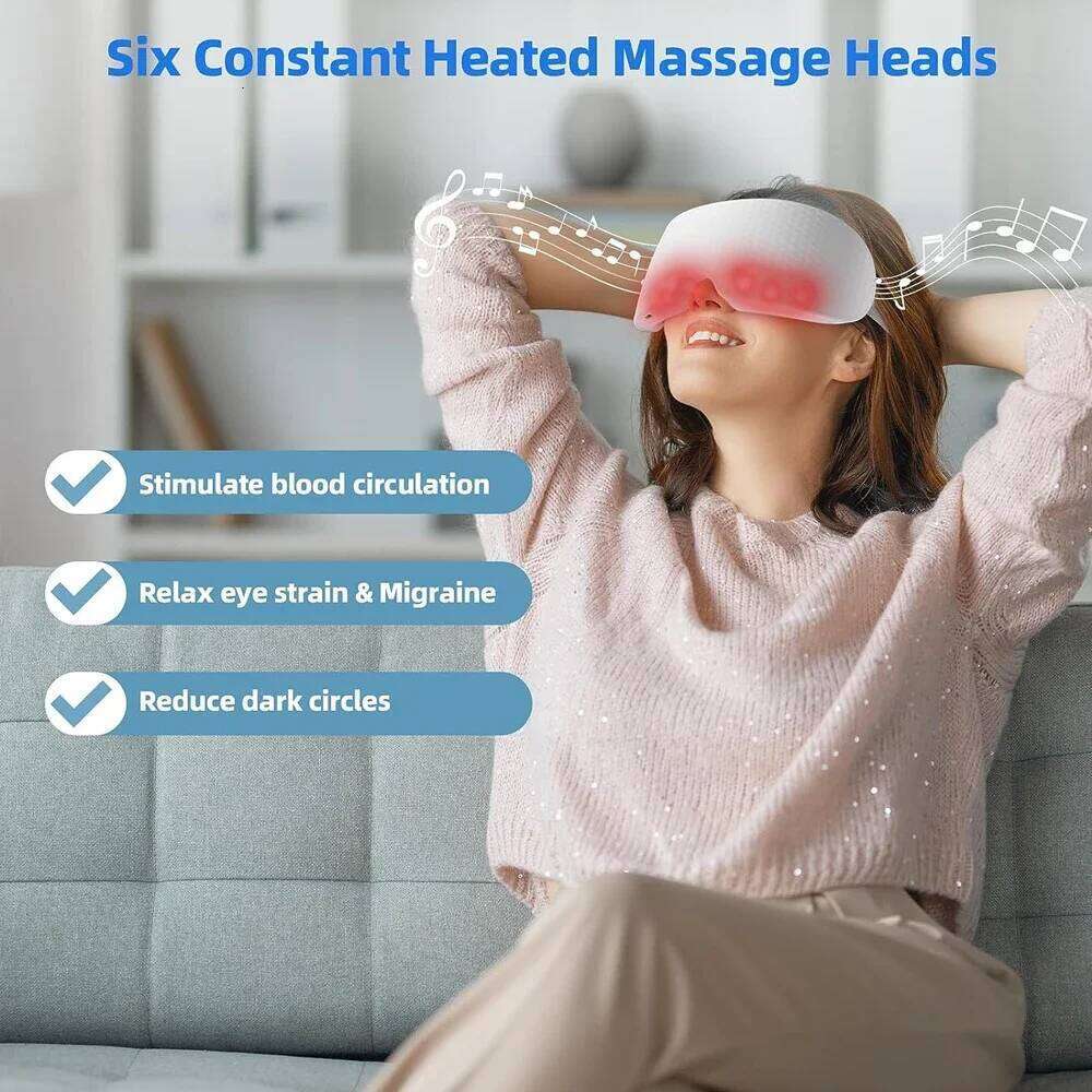 Electric Massager Nano Steam Mask Hot Compress Glasses Steamer Bluetooth Relief Dry Eye Fatigue Dark Circles Tired