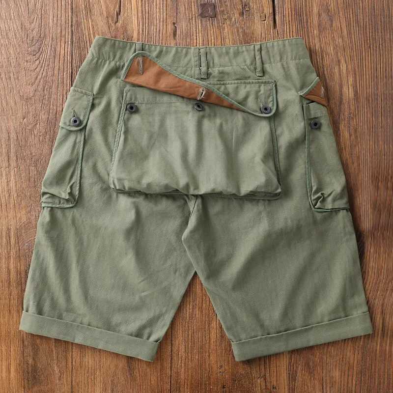 P44-0003 WW2 US Military Style 7.5oz U HBT Bermuda Mens Super Top Quality Cotton Vintage Casual Durable Stylish Cargo Shorts W250621