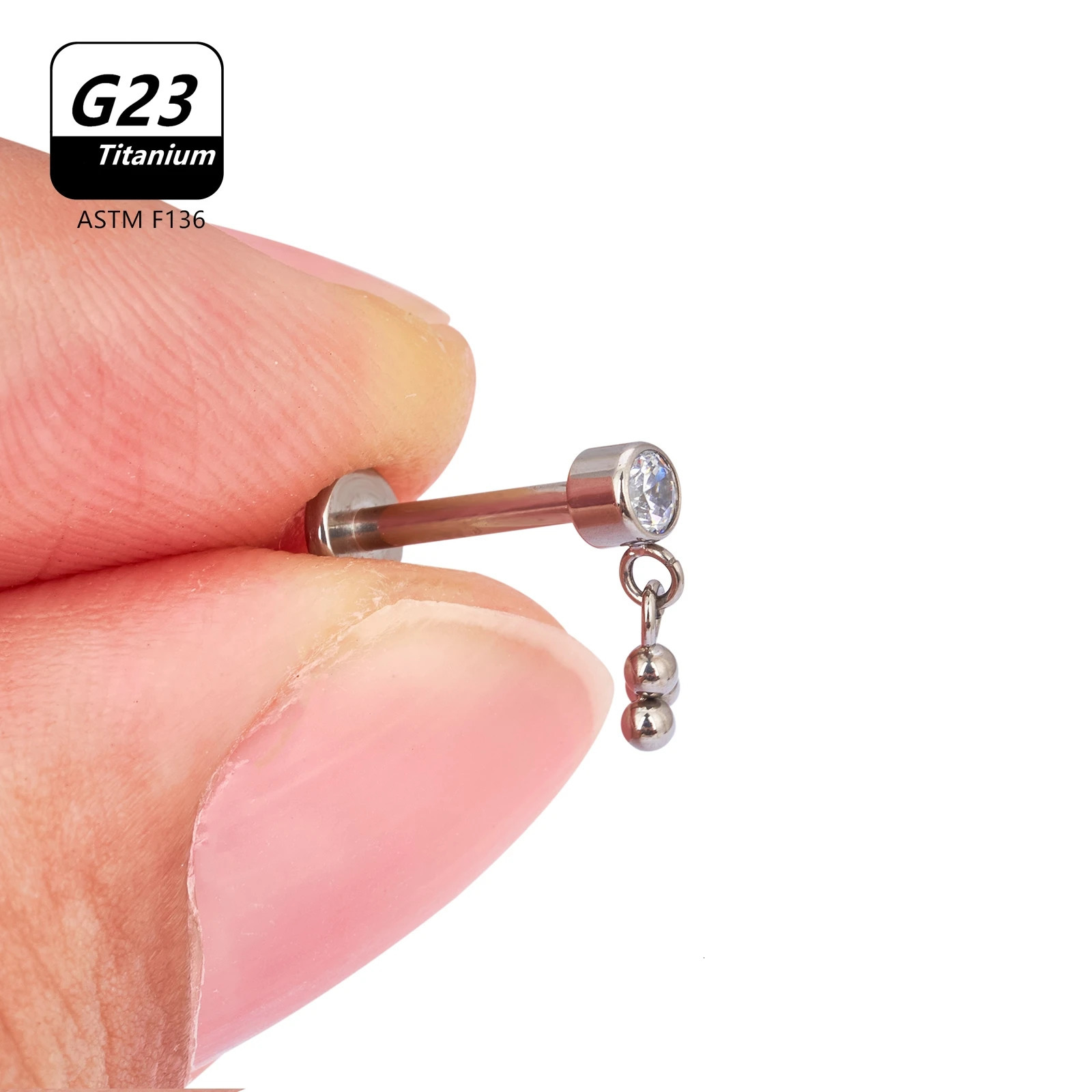 10Pcs/Lot ASTM 16G G23 CZ Ear Helix Tragus Rook Stud Piercing Lip Labret Bar Welding Beaded Ring Earring Body Jewelry 250617