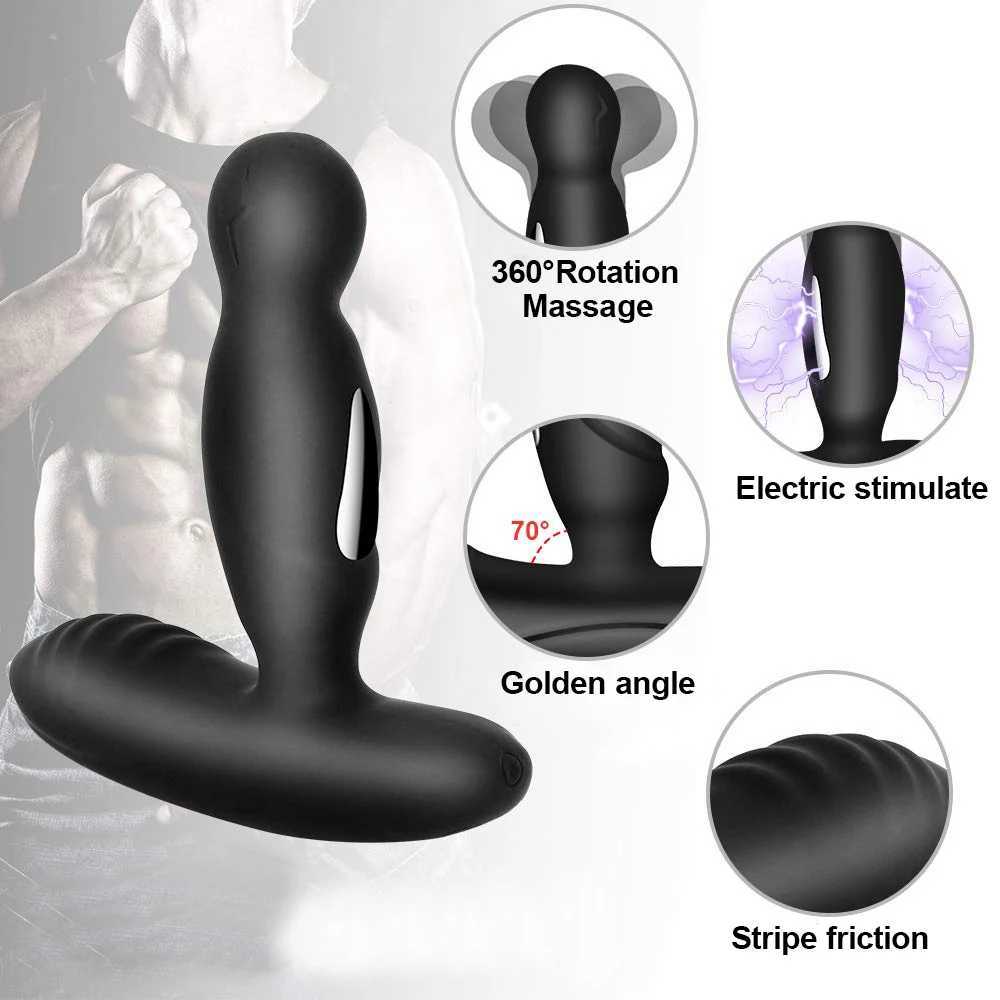 Electric Shock Pulse Man Prostate Massage Vibrators Sex Toy For Men Wireless Rotation Male Anal Butt Plug Stimulator Masturbator W250621