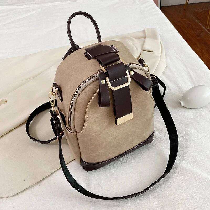 Vintage Patchwork Women Backpack Small Design Female Shoulder Bag Ladies Totes PU Leather Schoolbag Backpacks Bagpack