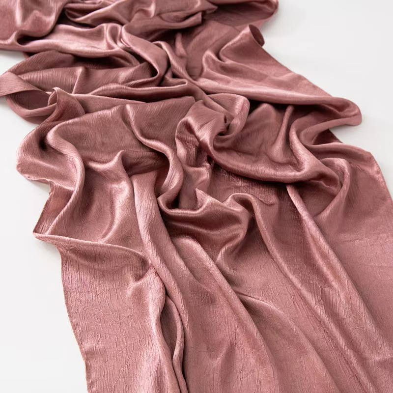 T1030 new bark wrinkle satin scarf silk scarf soft feeling headscarf shawl solid color