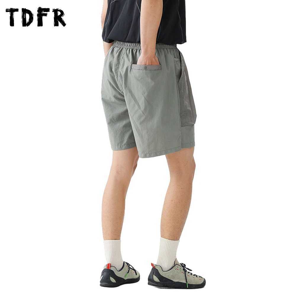 Patchwork Pocket Cargo Shorts Mens Summer Safari Style Elastic Waist Loose Wide Leg Quick Dry Shorts Men W250621