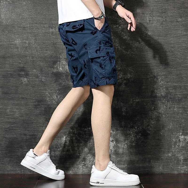 Short Pants for Men Baggy Printed Cotton Beautiful Mens Cargo Shorts Streetwear Harajuku Loose Jorts Clothes Elegant Clothing W250621