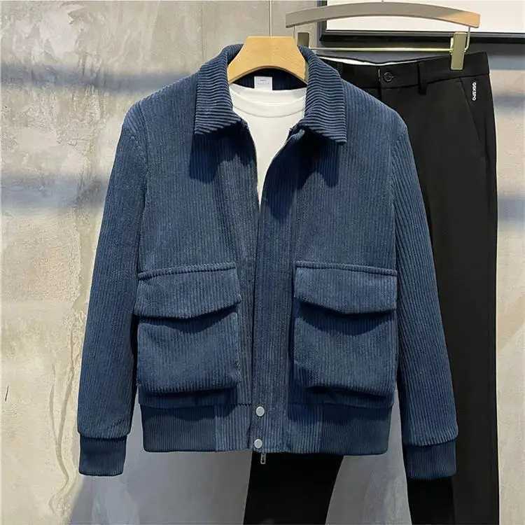 Solid Color Corduroy Cotton Jacket for Mens New Style Stylish and Thick Slim Fit Jacket Light Mature Style Casual Top for Men XJ250621