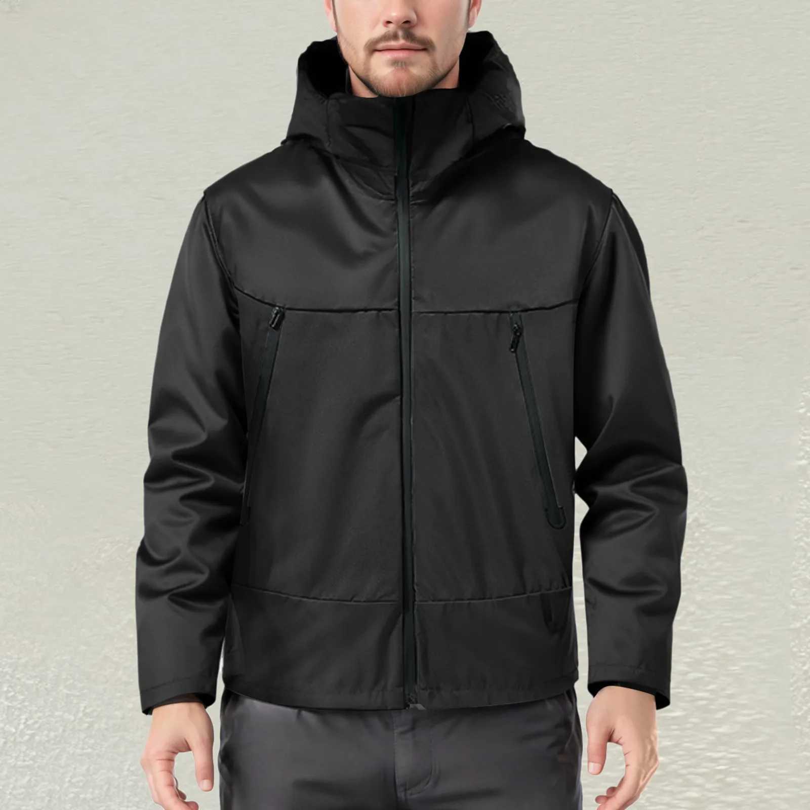Mens Lightweight Interchange Jacket with Hood for Cycling Outdoor Mountaineering Windproof Breathable Lightweight Windbreaker XJ250621