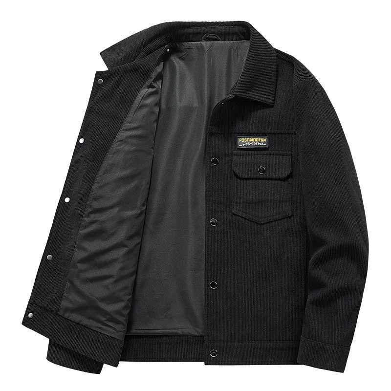 2025 Mens Fashion Casual Jacket Spring Autumn Mens Military Corduroy Jacket Multi-pocket Tactical Coats Male Lapel Workwear XJ250621