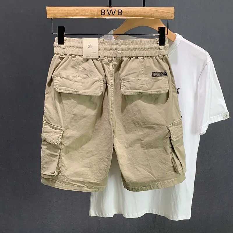Mens Bermuda Cargo Shorts Solid Cotton Multi Pocket Khaki Male Short Pants Summer Nylon Distressed New in Jorts 2025 Fashion W250621