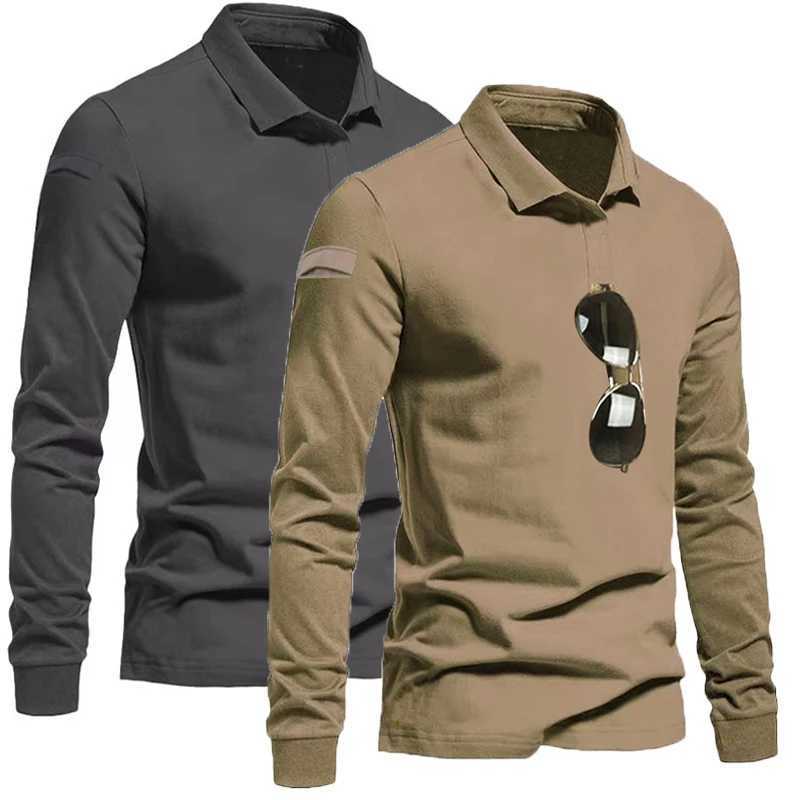 Men Summer Breathable T-shirts Quick Dry Tees Long Sleeve Pullover Lapel Hiking Camping Running Cycling Climbing Cargo Tees XJ250621