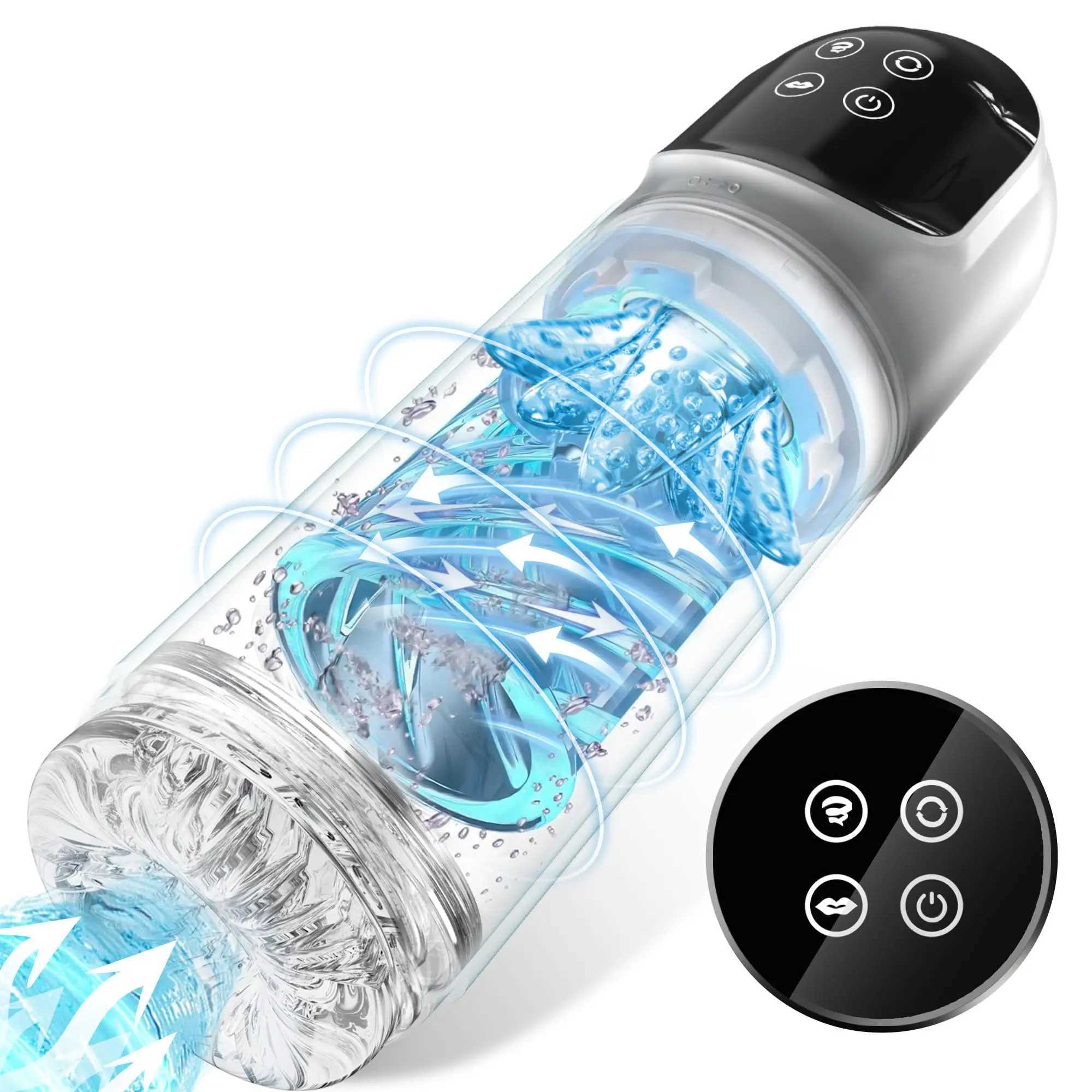 LCD Automatic Male Masturbator 7 Thrusting Sucking Rotating Licking Vibration Stroker Adult Blowjob Penis Pump Sex Toys For Men W250621