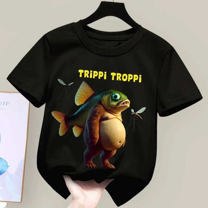T-shirt Tralalero Tralala CottonTungtung Sahur Brainrot Kids Anime Tees Boy Girl Summer Short Sleeve Tops Children Clothes Gift