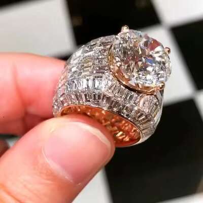 Wholesale Mens 14K/18K Gold VVS Moissanite 925 Silver Diamond Rings Hip Hop Style Cross Iced Out for Weddings Classic Design