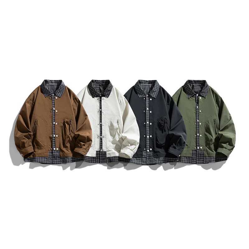 Mens Spring Autumn Outdoor High Quality Fake Two-piece Windproof Breathable Jacket Comfortable Multi-functional Trendy Coat XJ250621