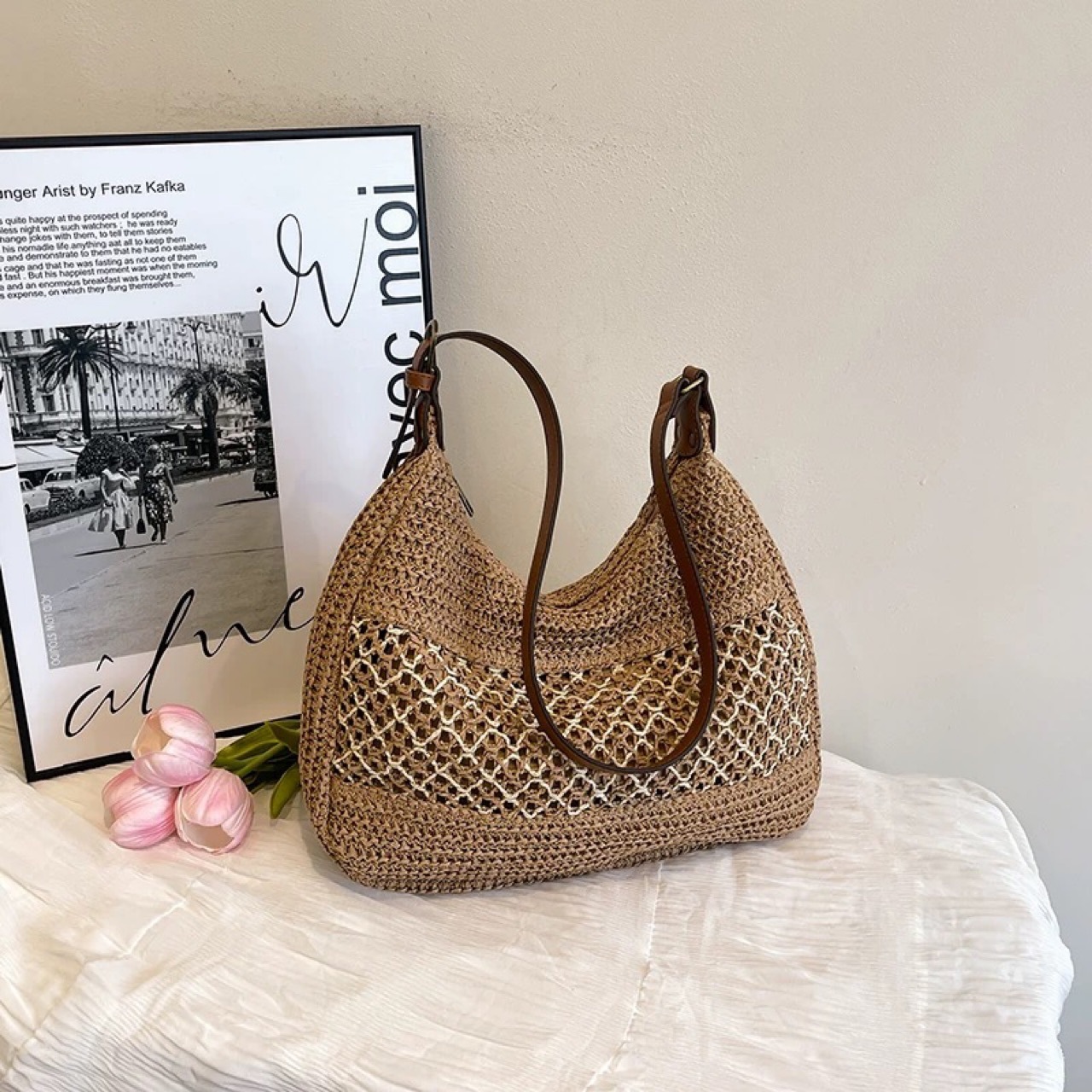 Free shipping designer Summer Beach Vacation Large Capacity Straw Woven Bag for Women 2025 New Casual Versatile Shoulder Crossbody Bag