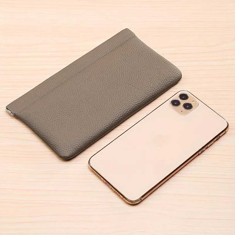 Automatic closed leather wallet ultra-thin portable storage bag Korean version makeup bag phone bag multiple colors Z250621