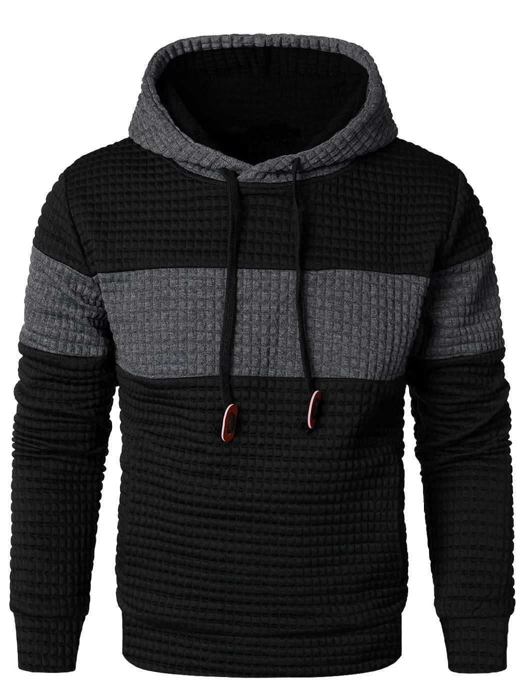 Mens fashion loose color matching hoodie casual breathable long sleeve hoodie for street outdoor activities XJ250621