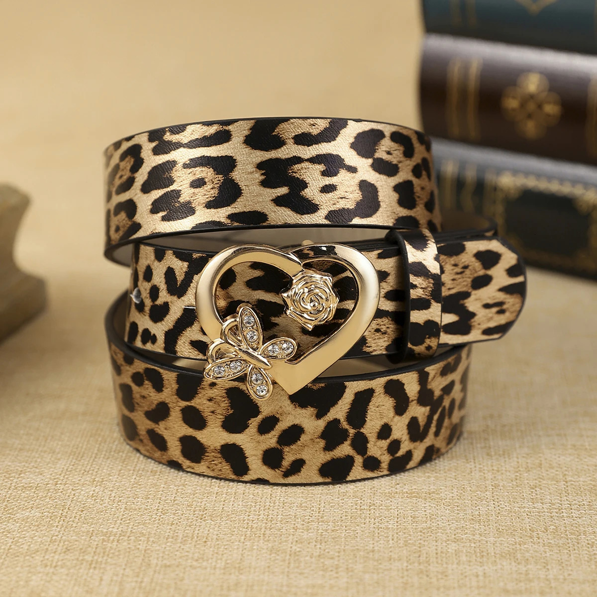 1 Leopard Print PU Womens Belt Bohemian Style Belt Love Metal Buckle Fashion Party Wear Date Essentials 250617