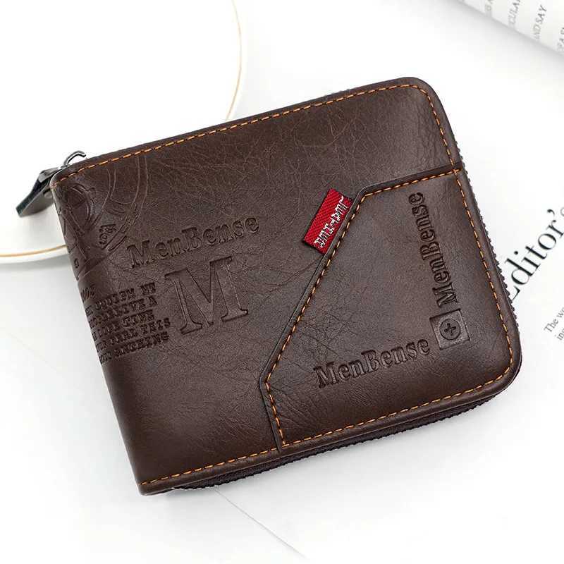 Mens Wallet Made of PU Wax Oil Skin Purse for Men Coin Purse Short Male Card Holder Wallets Zipper Around Money Coin Purse Z250621