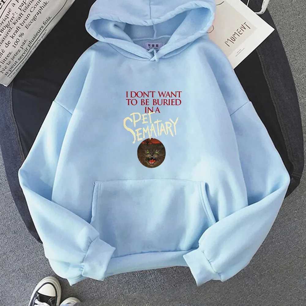 Pet Sematary Stephen King Mens Clothing Vintage/Retro Style Hoodies American Loose Round Neck Long Sleeve High Street Sweatshirts XJ250621