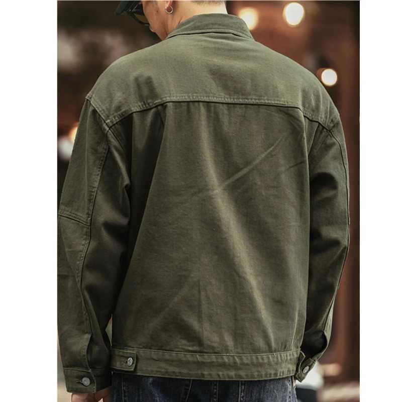 Spring and autumn new American heavy vintage denim jacket mens casual loose jacket XJ250621