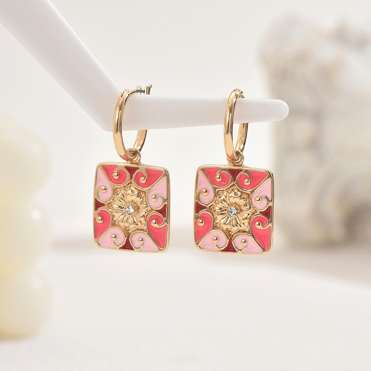 Trendy Corful Oil Drop Design Inlaid Stud Earrings Versatile Women's Clips Ear Jewelry