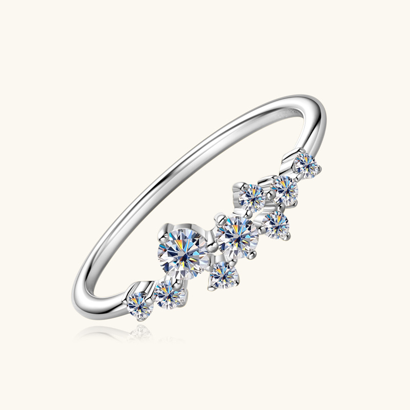 Elegant Female 0.3ct Moissanite Ring, Female Starry Sky Star, 925 Sterling Silver Ring