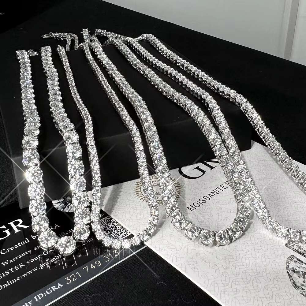 Wholesale New Design 3mm 18inches Tennis Necklace Chains Iced Out Round Cut Sterling Silver Plated Moissanite Tennis Chain