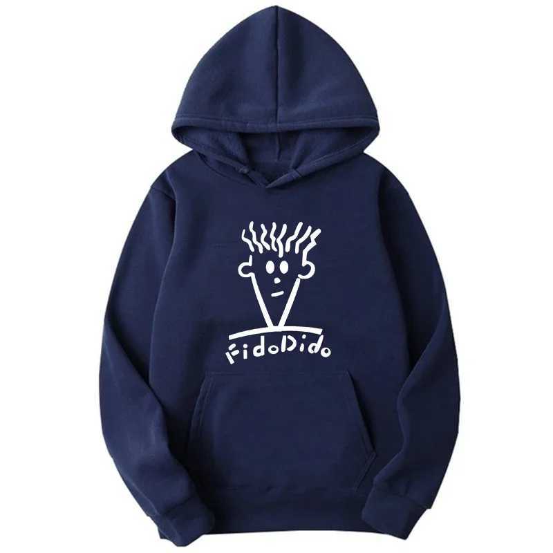 New Spring Autumn Fashionable Mens FidoDido Printed Hoodie Casual and Comfortable Cartoon Pattern Round Neck Hoodie For Men XJ250621