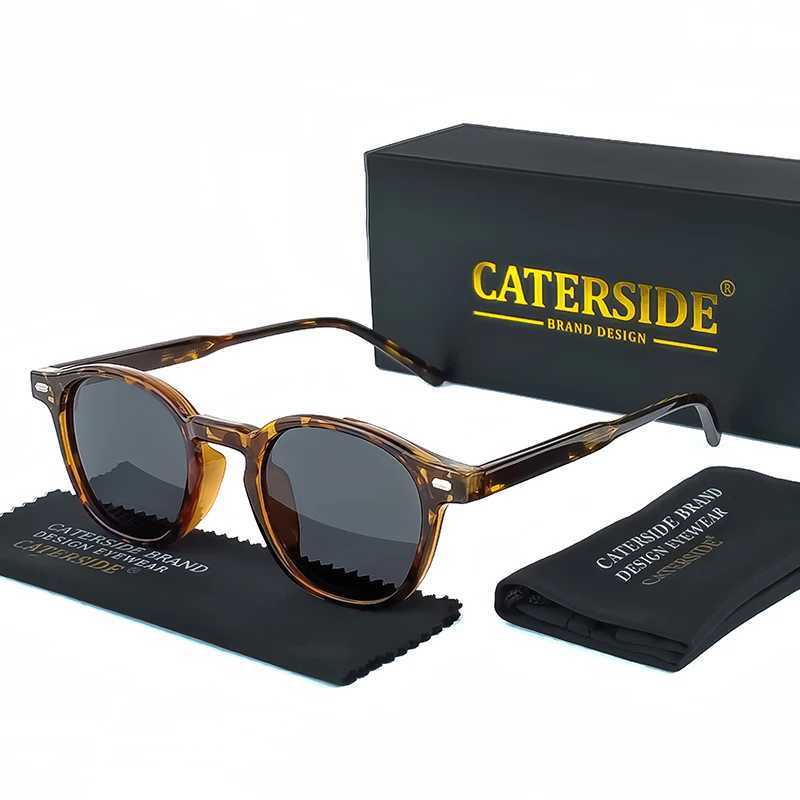 CATERSIDE Polarized Round Sunglasses Men TR Frame Core Insert Leg Sun Glasses Women Set Retro Driving Fishing Punk Eyewear UV400 W250621