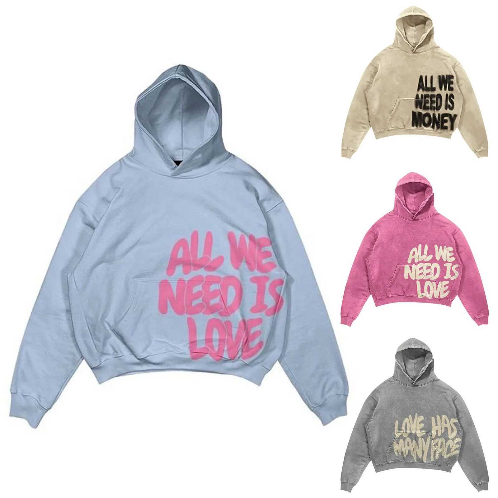 All We Need Is Money Print Hoodie Mens Hip Hop Letter Oversize Pullover Sweatshirt Casual Gothic Pullover Mens Street Hoodie XJ250621