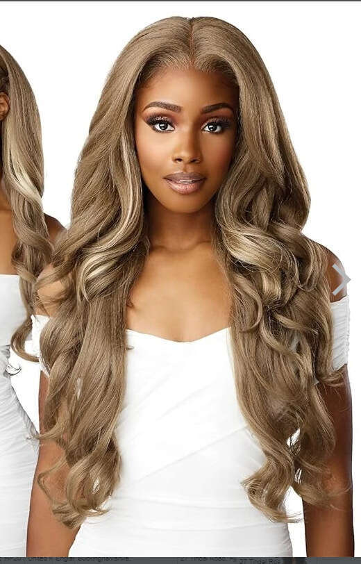 Women's Dyed Gradient Front Lace Middle Part Long Curly Big Waves Synthetic Hair Wig