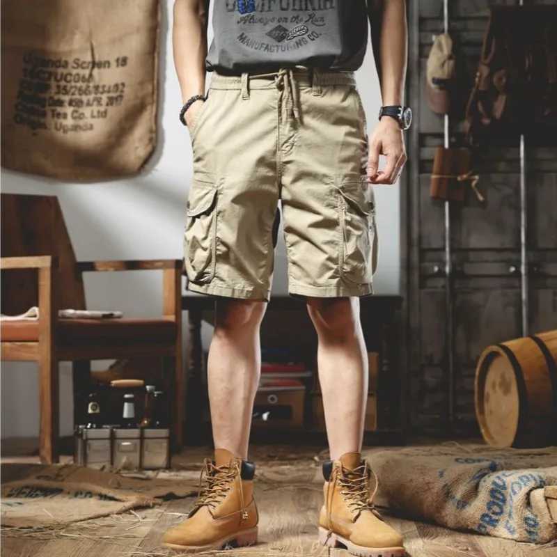 Mens Cargo Shorts with Pockets Loose Elastic Waist Male Short Pants Japanese Street Style Designer Streetwear Harajuku Clothes W250621