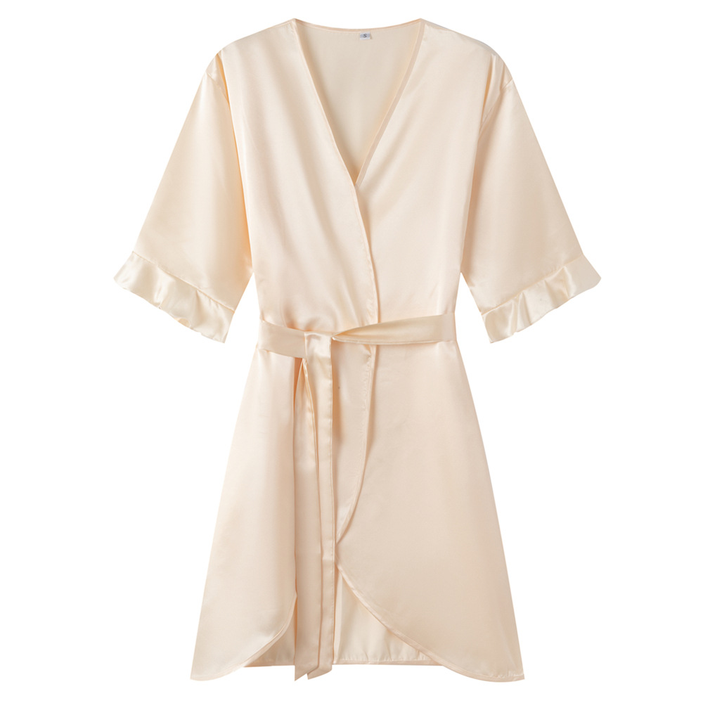 X189-Summer new pajamas women's light luxury lotus leaf sleeve cool short nightgown bathrobe home clothes