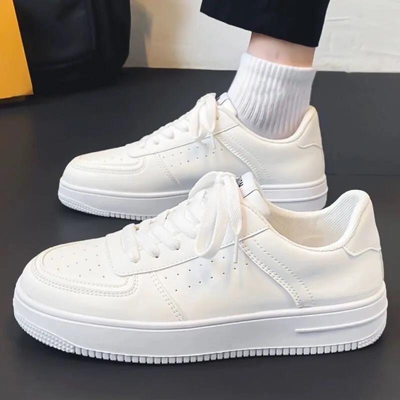 free shipping Spring men's shoes new breathable white shoes male student trend all match thick sole sports casual shoes men