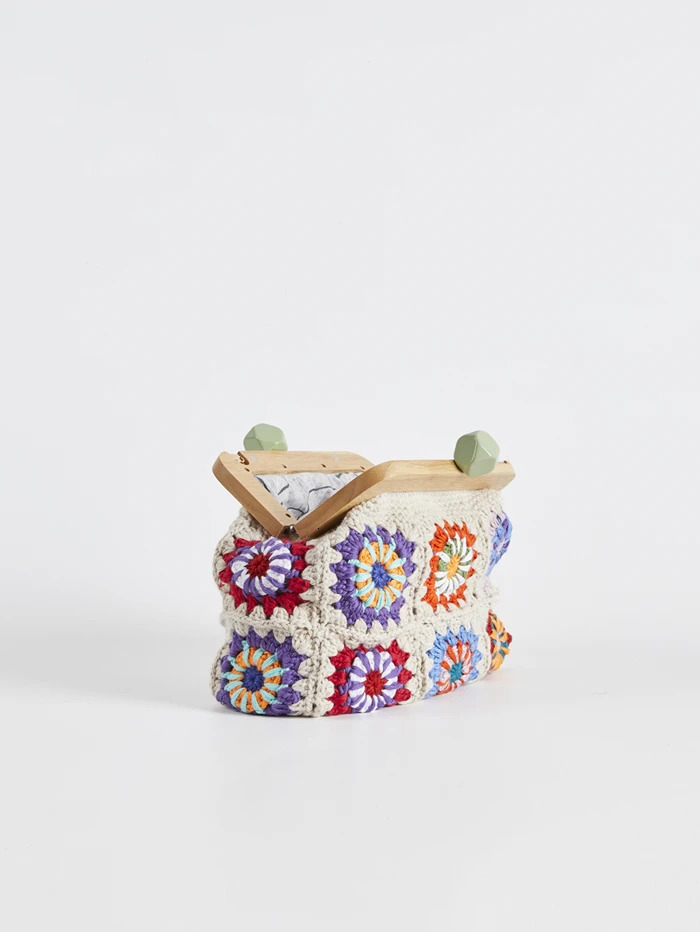 Crochet clutch granny square Gran handbag women clasp purse woven Jacquard bag 250617