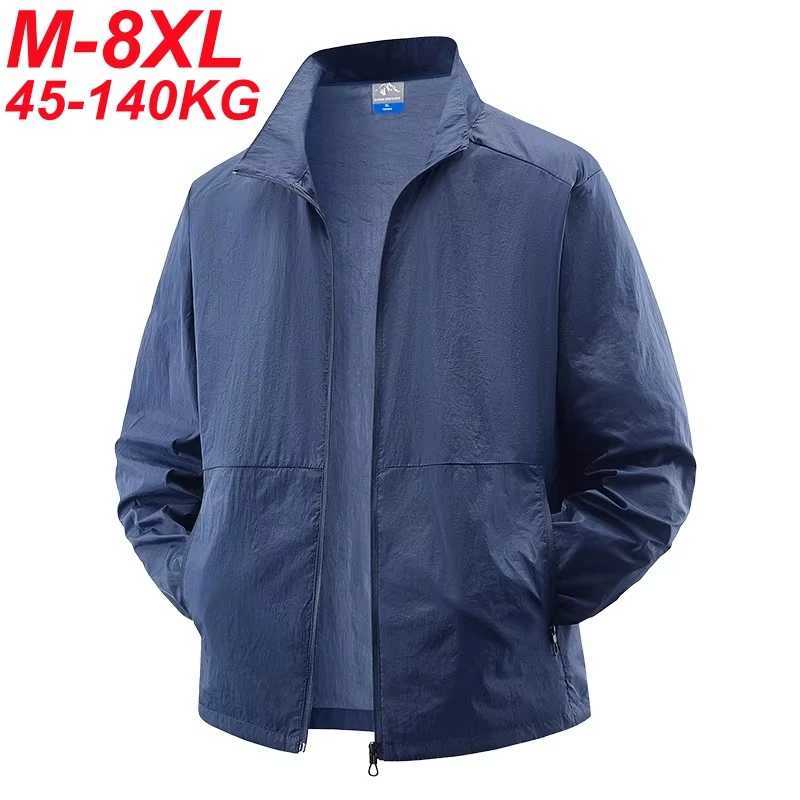 UPF50+ UV Protection Skin Coats Men Big Size 8XL 7XL 6XL Summer Windbreaker Lightweight Windshield Reflective UV Blocking JacketXJ250621
