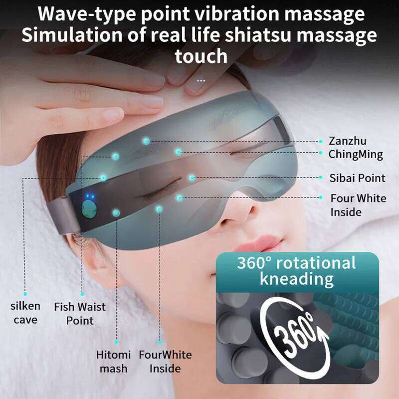 Massager 16 Massage Head Bluetooth Music Migraines Relax Reduce Eye Strain Dark Circles Improve Sleep Ideal Gifts Women Men
