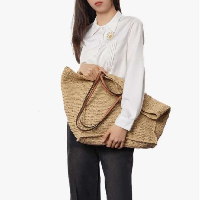Women's Large Capacity Shoulder Summer Straw Woven Basket Handbag Fashion Female Designer Beach Bag Bali Shopper Tote