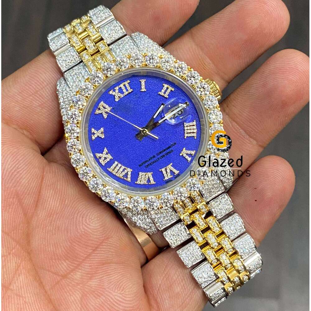 Customizable Hip Hop Style Men's Watch Made with Iced Stainless Steel and Vvs Clarity Moissanite Diamonds