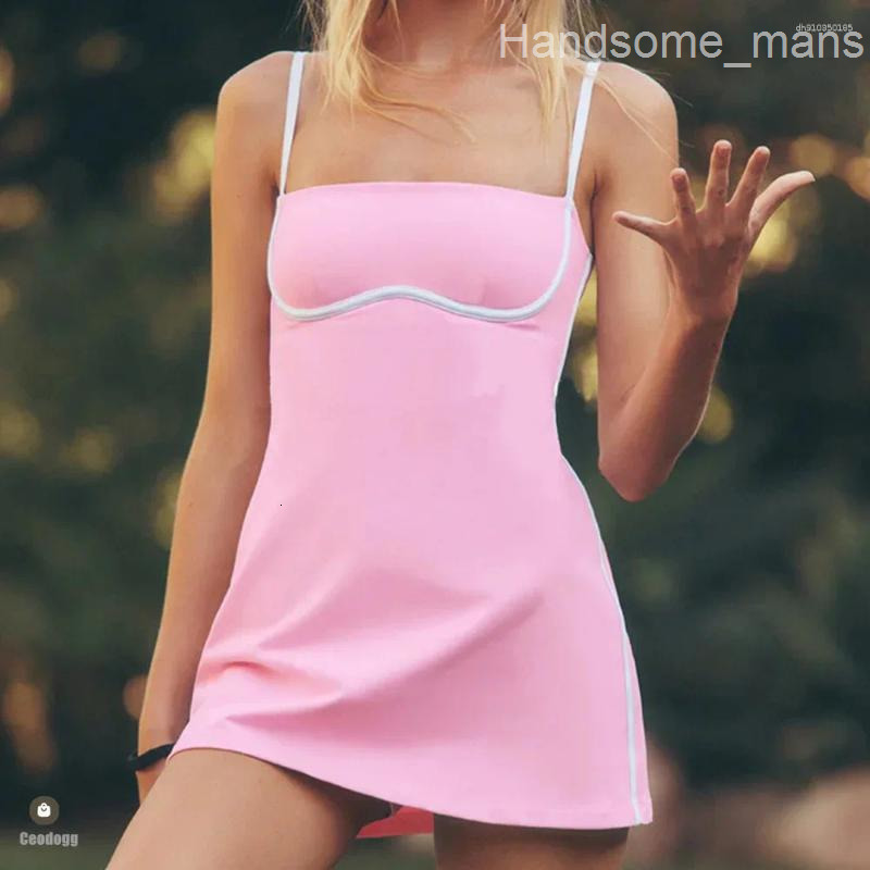 Active Sets 2025 Pad Pockets Workout Tennis Yoga Set Dress Built Anti Shorts Golf Athletic Mini Dresses Gym Wear