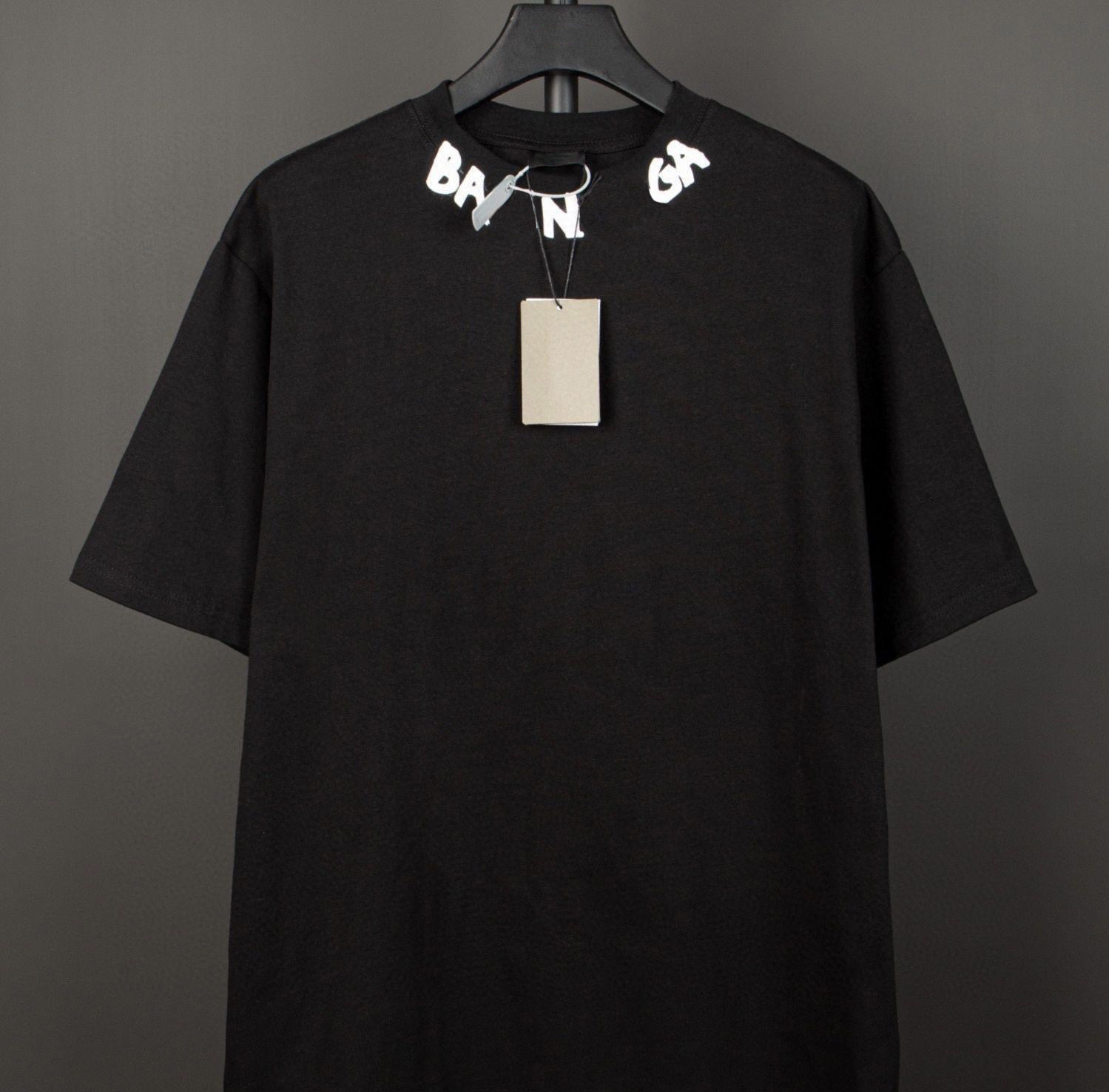 New summer men's and women's fashion T-shirts, Parisian designer brand clothing, women's shirts, black and white letter round neck short sleeves, men's casual T-shirts