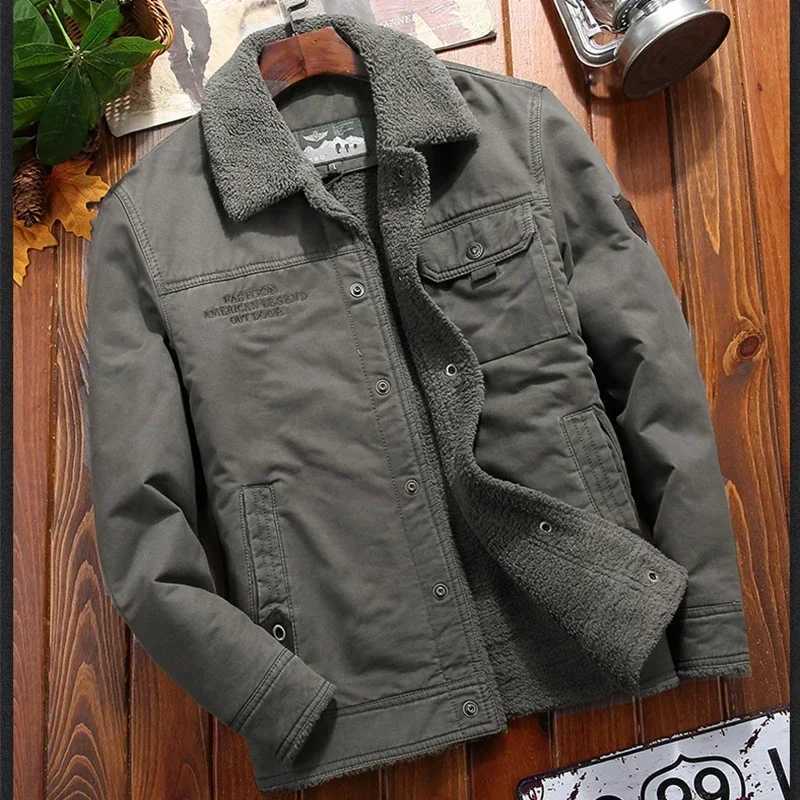 Outerwear Clothing fleece Bomber Jacket Mens Windbreaker Thick Warm Male Parkas Military Mens Winter Jackets Fur collar Coats XJ250621