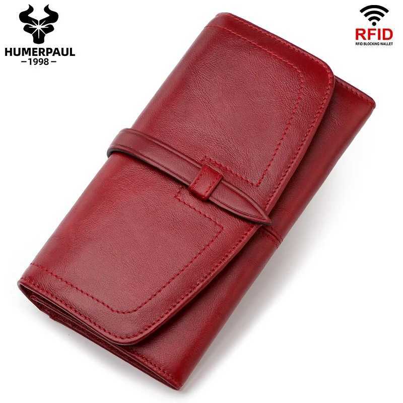 HUMERPAUL Womens Wallet Genuine Leather Long Clutch Money Bag with Cell Phone Pocket Female Fashion Handbag Card Holder Purse Z250621