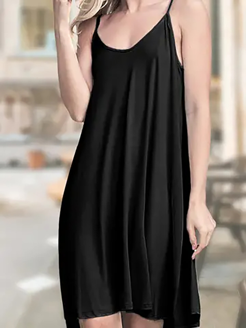 Skin-friendly and breathable fashionin Spaghetti strap pocket mini dress AWDSD0612