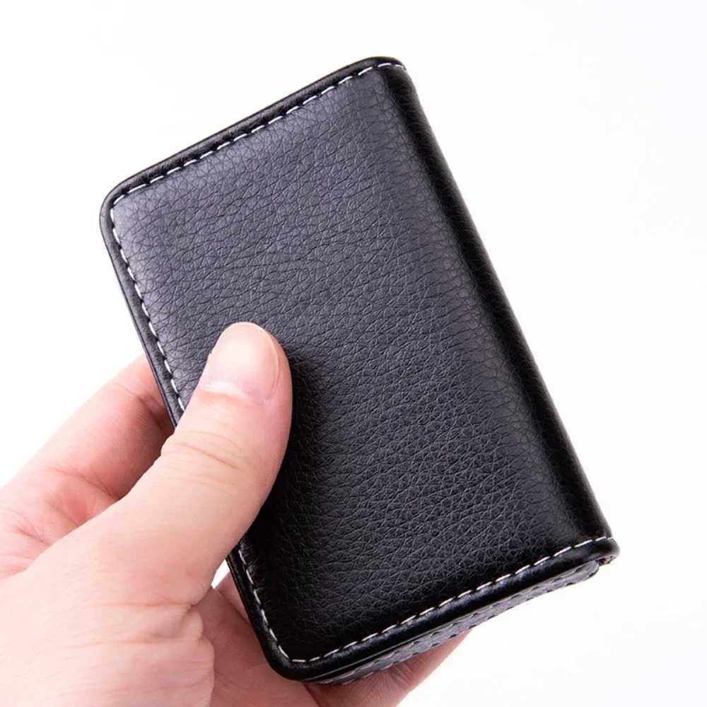 Sized Stitched PU Leather Credit High Quality Card Holder Visiting Business Card Case Wallet with Magnetic Closure for Men Women Z250621