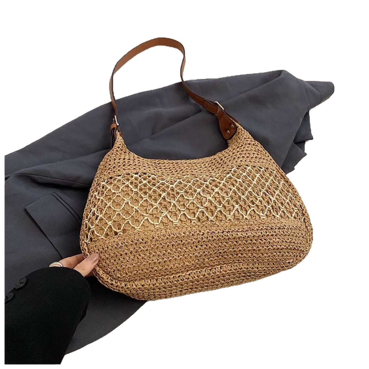 Free shipping designer Summer Beach Vacation Large Capacity Straw Woven Bag for Women 2025 New Casual Versatile Shoulder Crossbody Bag