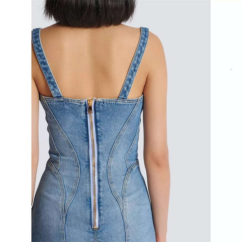 Long Dress Bajia Fashion Qi Wei Celebrity Style Personality Strapless Denim Dress Short Skirt Sexy Long Skirt